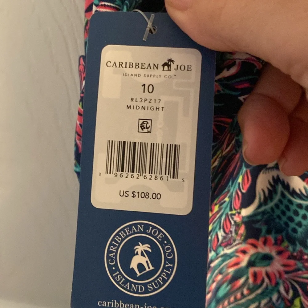 Caribbean Joe V-neck One Piece Swimsuit Ruffle Midnight Blue Paisley - Picture 8 of 8